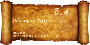 Bányai Anina névjegykártya